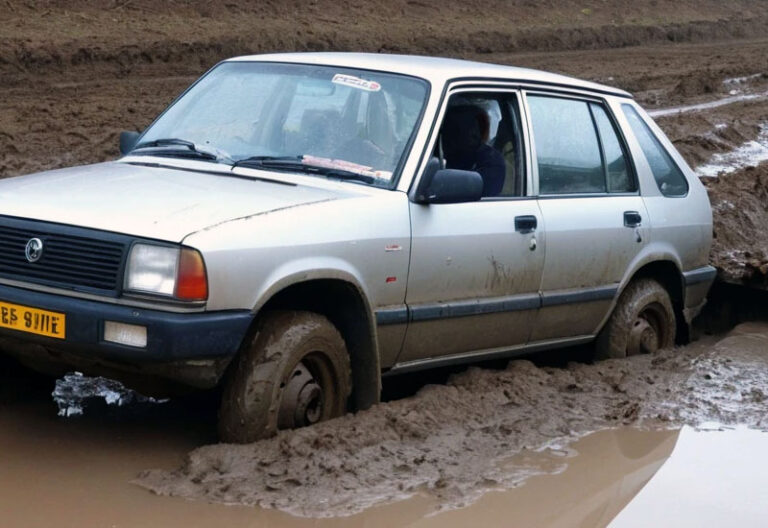 How to Safely Rescue a Stuck Front Wheel Drive Car from the Mud